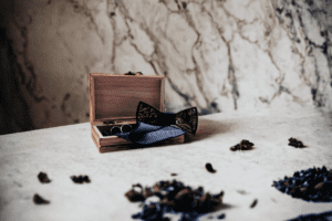 noeud papillon homme femme bois chic original bleu vintage NEW