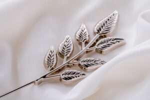 broche epingle a vetement argent laurier trois