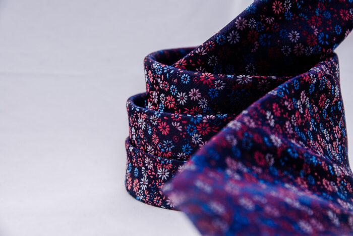 trendy men's tie vintage silk flowers blue three