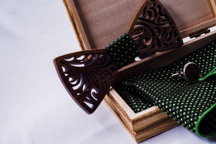 bow tie man woman wood vintage luxury green three