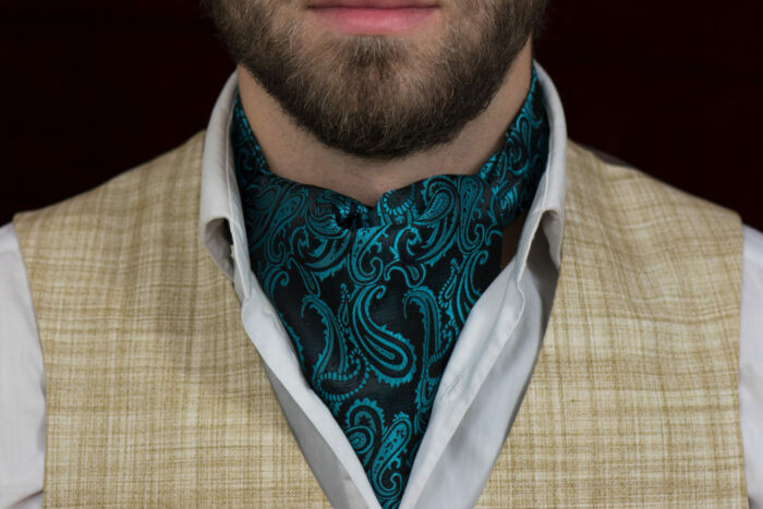 original green ascot silk necktie vintage