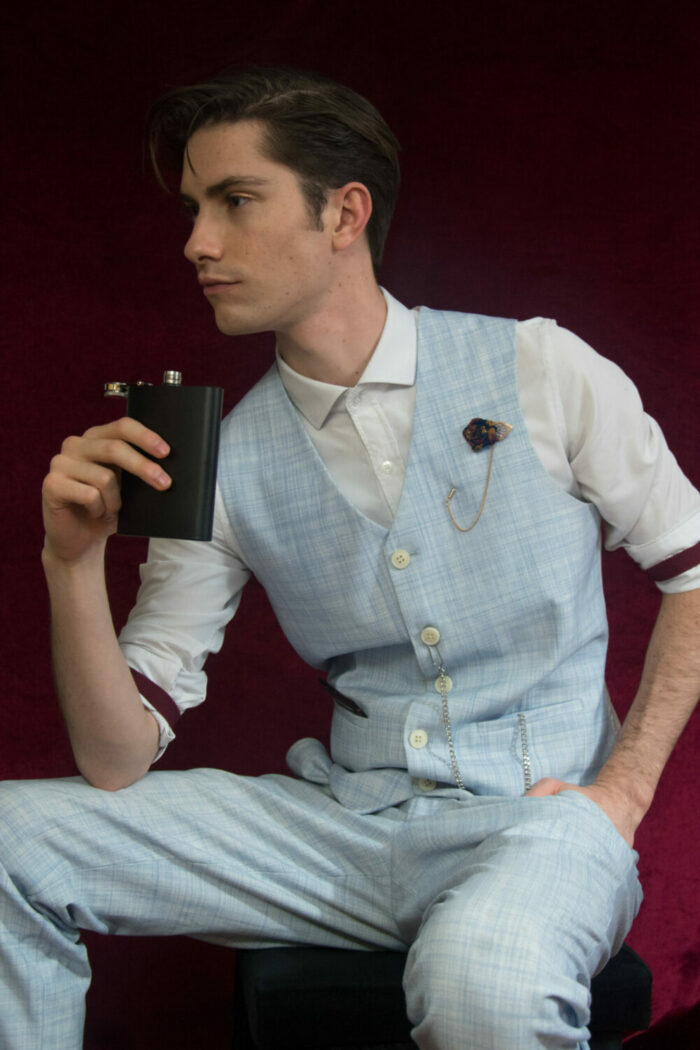 model man for modern gentleman style peaky blinders two wearing pink flask clothing pin and gusset with elastic sleeve red