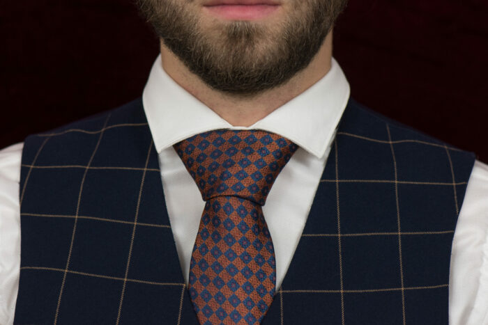 original silk tie trendy vintage royal blue worn neck
