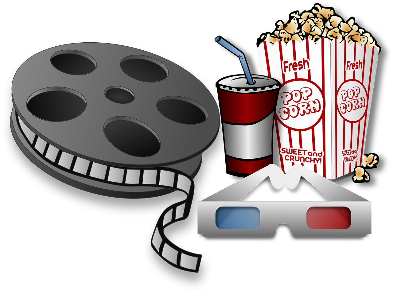 image page vos projets accessoire de cinema lunette 3d pop corn et bande de film