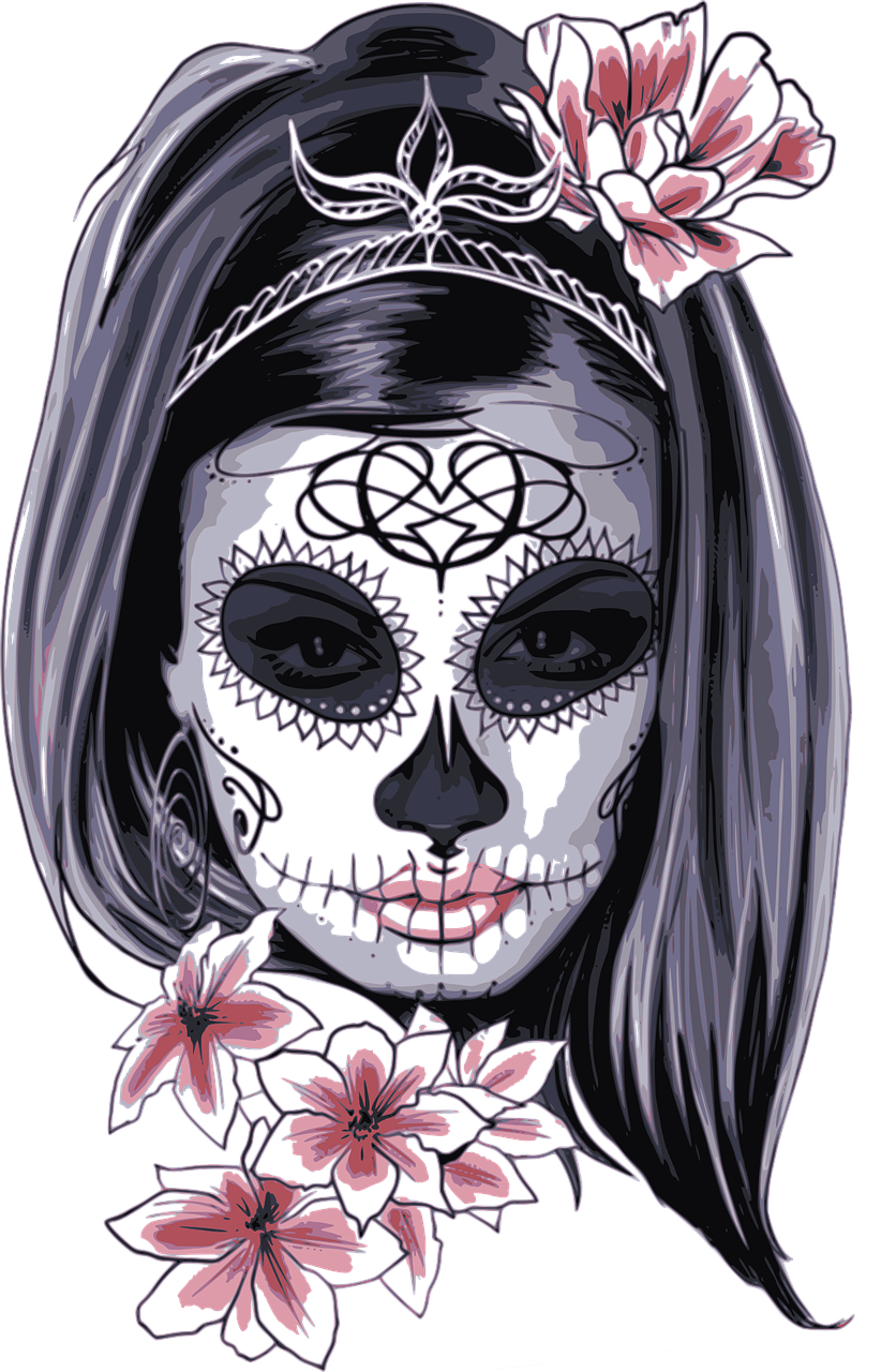 image page vos projets jeu de rôle masque peinture maquillage rose fleuris