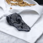 cravate en soie vintage fleuries noire new