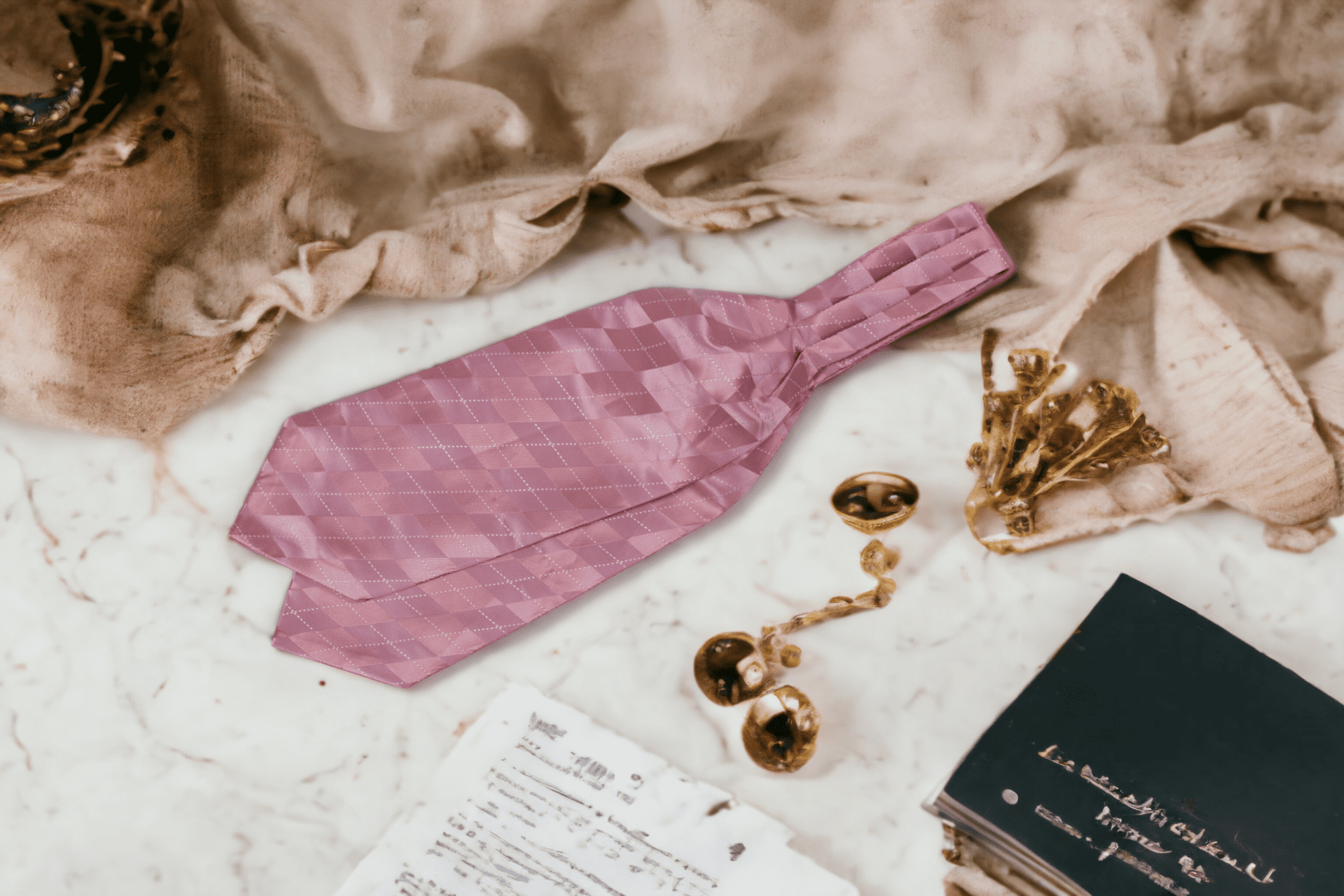 original ascot silk tie vintage wilder rose new